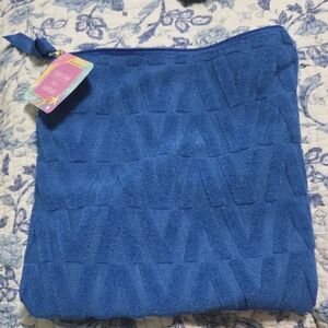 Blue Textured Zip Pouch